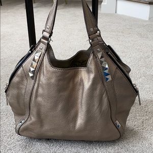 OrYANY Libra Metallic Stud Trim Leather Hobo Bag
